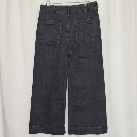 Mauve The Colette Denim High-Rise Cropped Wide-Leg Jeans  Wash Black - Size 31P - Picture 8 of 16